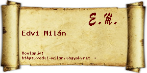 Edvi Milán névjegykártya